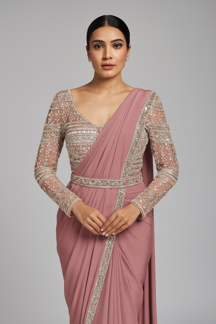 Indo-Western Stylish Drape Saree 