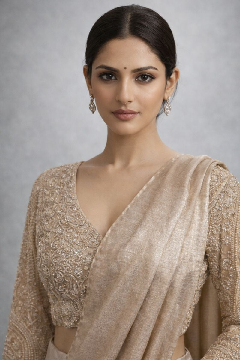 Ivory Pre Drape Saree 