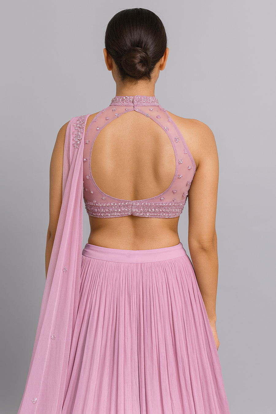 Crop Top Skirt With Drape Dupatta