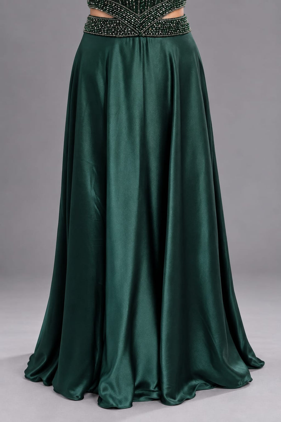 Emerald Green Corset Gown with Sequin & Cutdana Work for Women