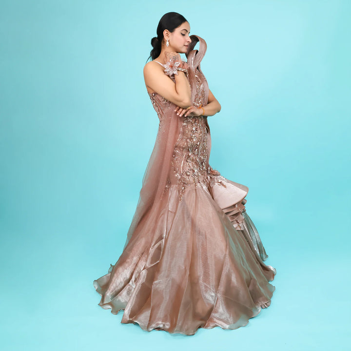 Mermaid Gown with falling sleeves Vastrachowk
