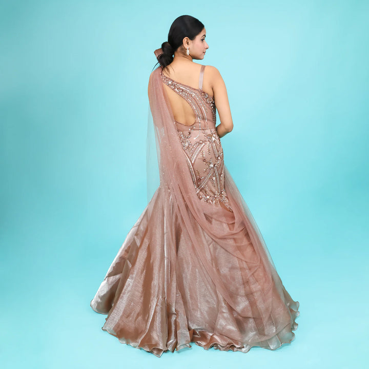 Mermaid Gown with falling sleeves Vastrachowk
