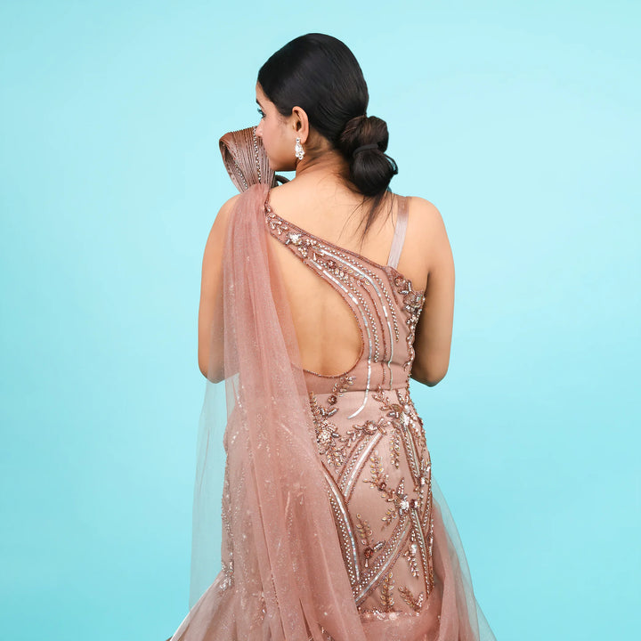 Mermaid Gown with falling sleeves Vastrachowk