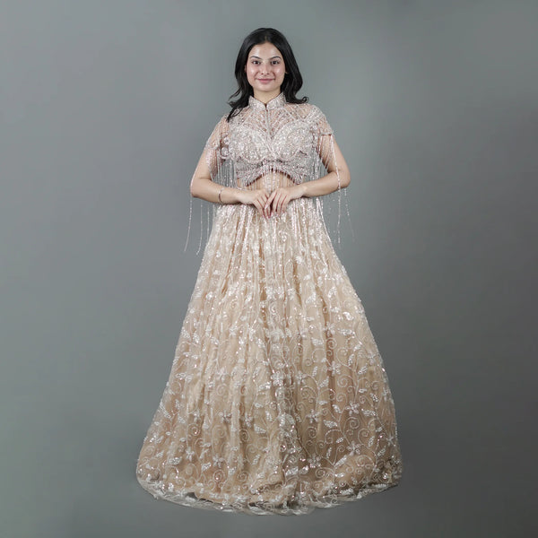 Modern Crop Top Lehenga with Cape