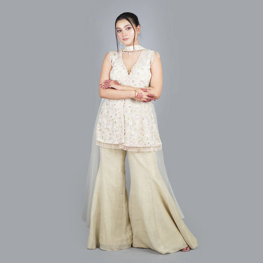Modern Ethnic Peplum Sharara Set