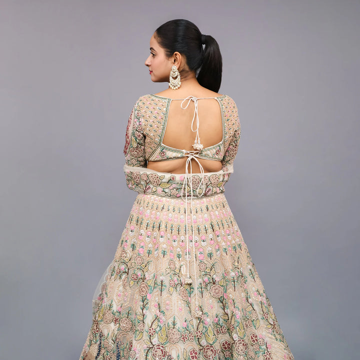 Multi-Color Indo Western Crop Top Lehenga- Vastrachowk