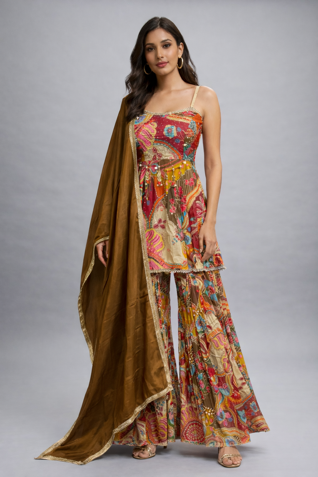 Multi Color Peplum Style Sharara