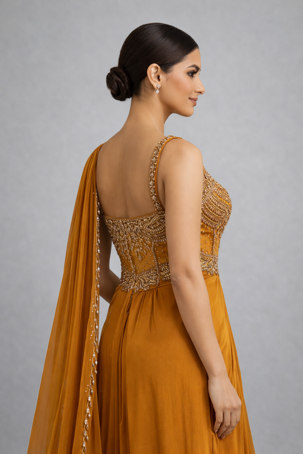 Mustard Drape Lehenga 