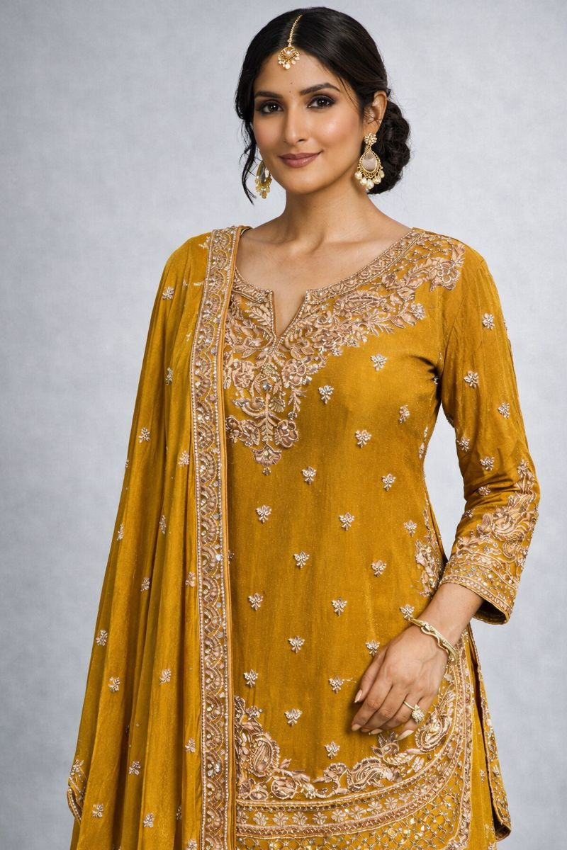 Mustard Yellow Sharara Suit 