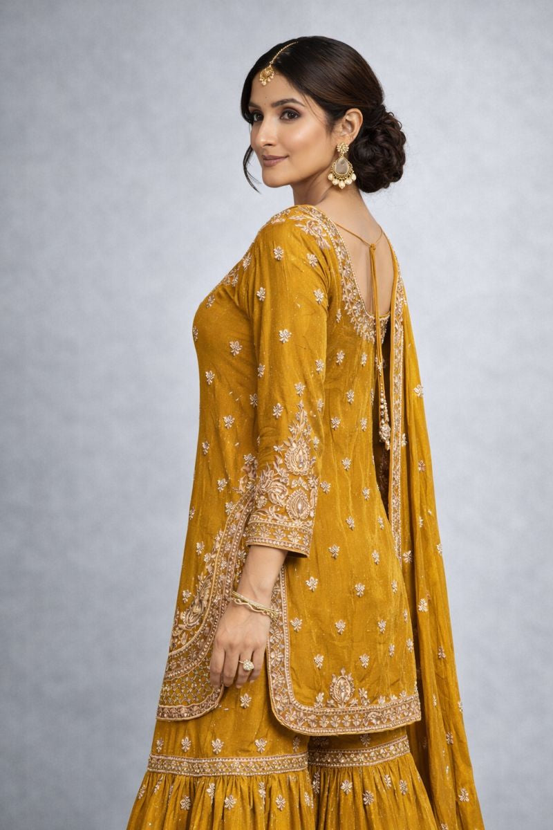 Mustard Yellow Sharara Suit 