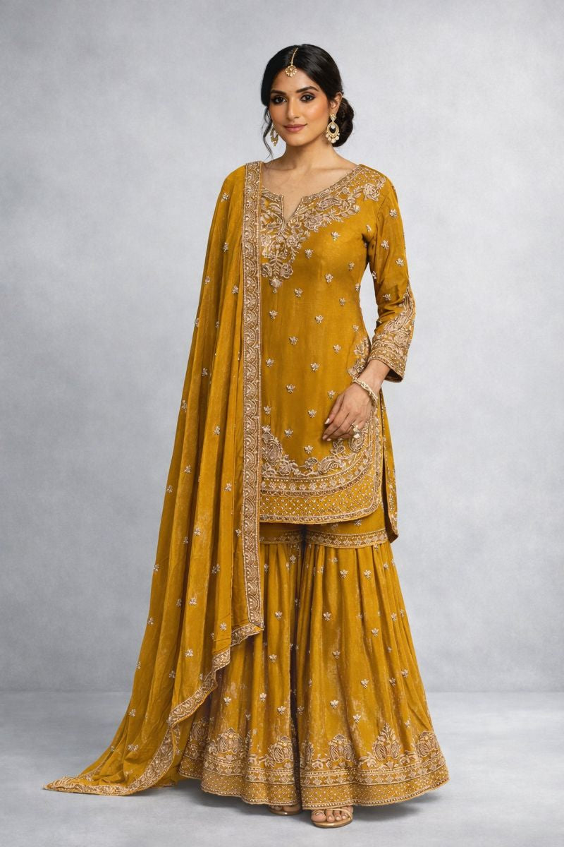 Mustard Yellow Sharara Suit 