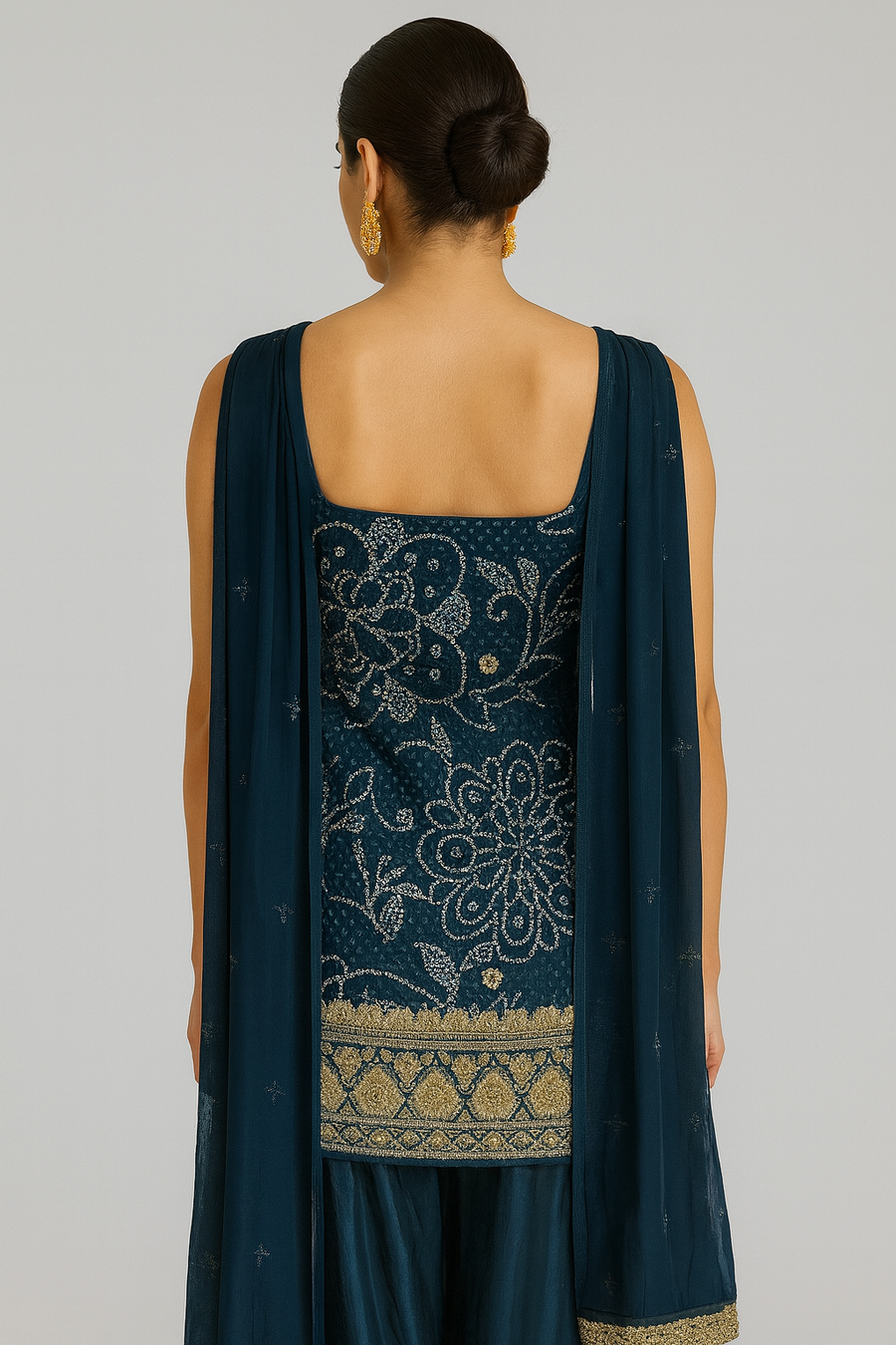 Noodle Strap Sharara Suit back profile