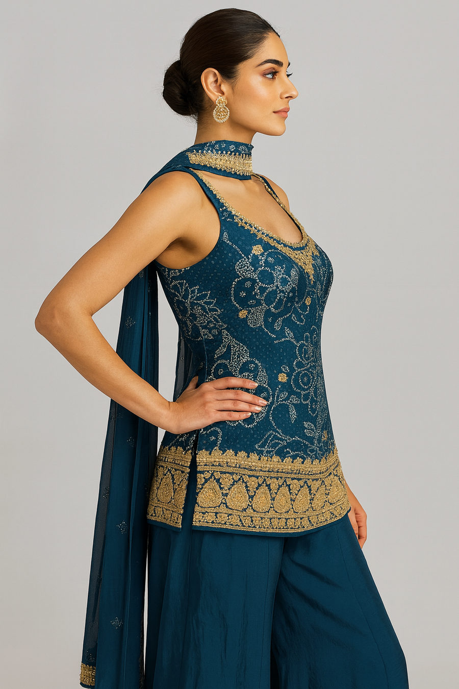 Noodle Strap Sharara Suit side profile