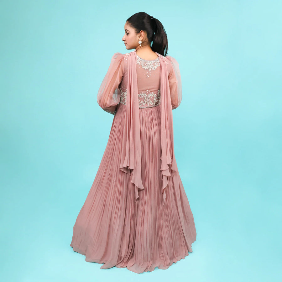One-Piece Gown with Choker Dupatta & Hand Potli Vastrachowk