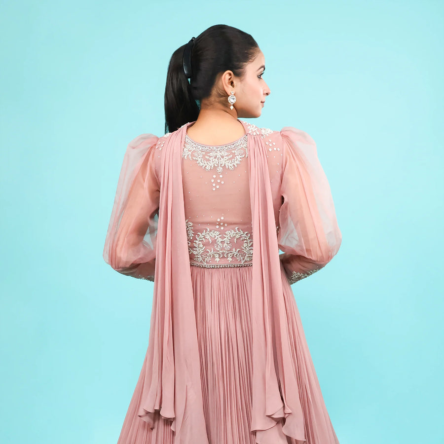 One-Piece Gown with Choker Dupatta & Hand Potli Vastrachowk