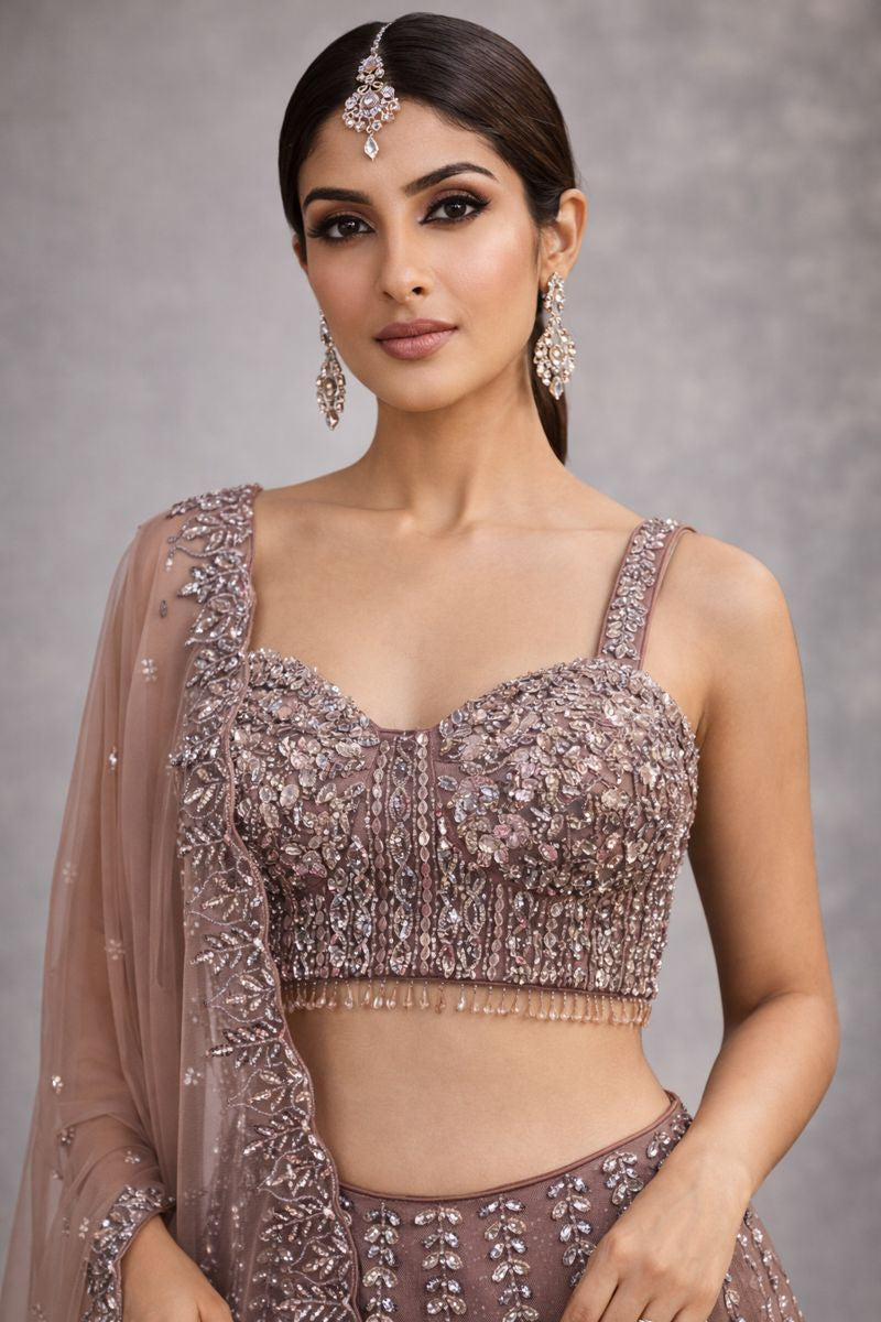  Onion Pink Crop Top Lehenga  