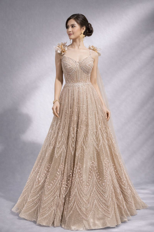Peach Gold Barbie Gown 