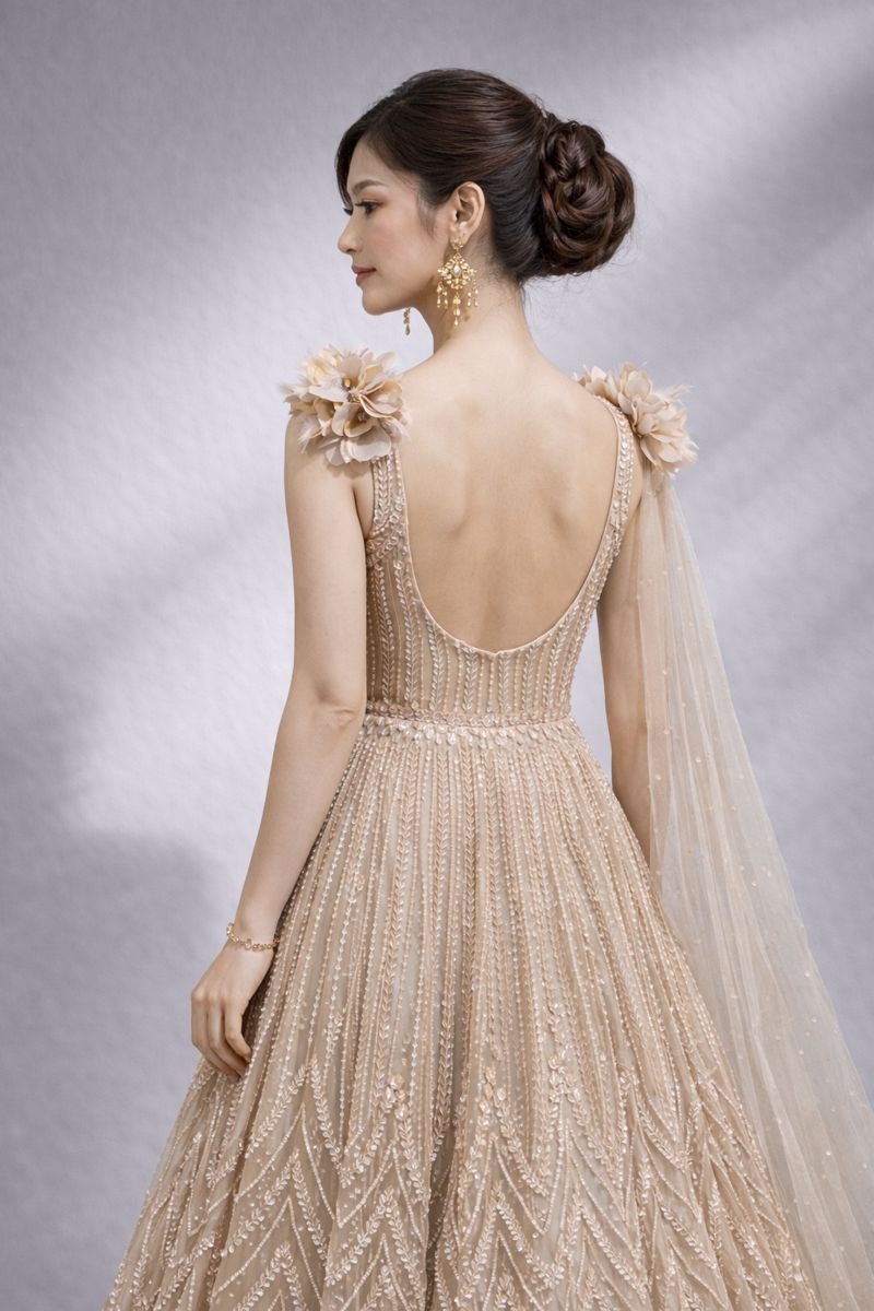 Peach Gold Barbie Gown 
