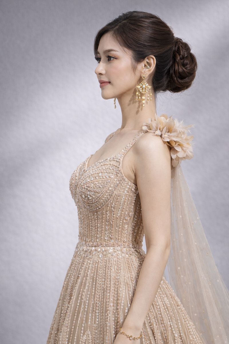 Peach Gold Barbie Gown 