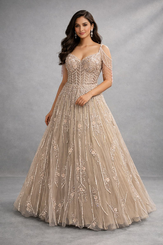 Peach Gold  Flair Gown 