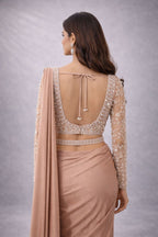 Peach Pre - drape Saree 