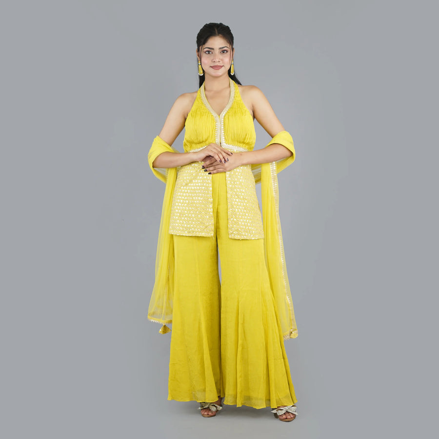 Peplum Style Kurti with Sharara