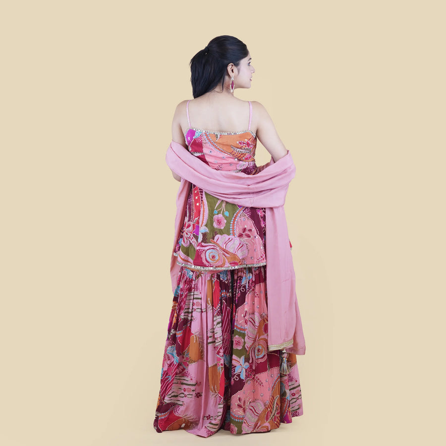 Peplum Style Short Kurti with Flared Garara Vastrachowk