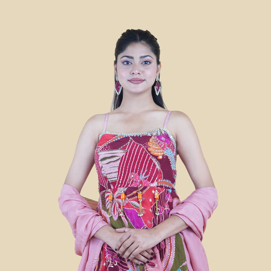 Peplum Style Short Kurti with Flared Garara Vastrachowk