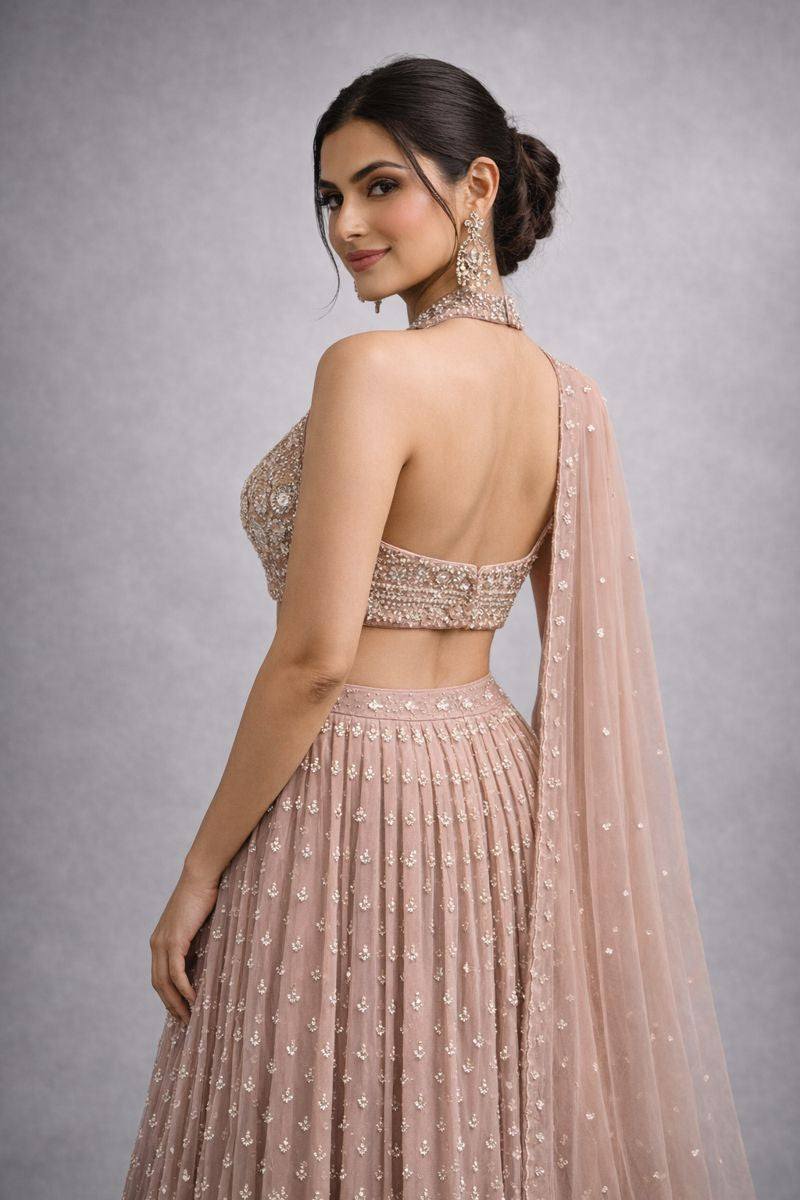 Pink Halternack Lehenga