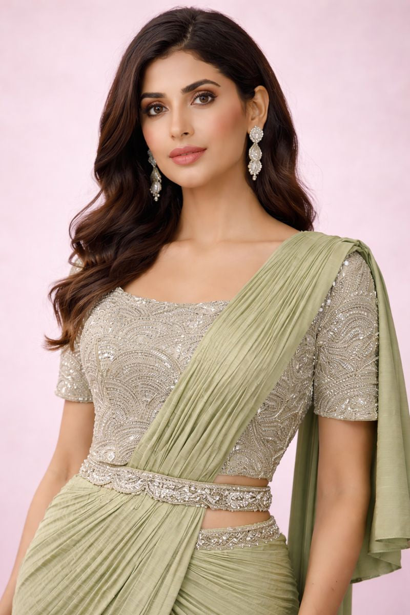 Pista Pre - Drape Saree