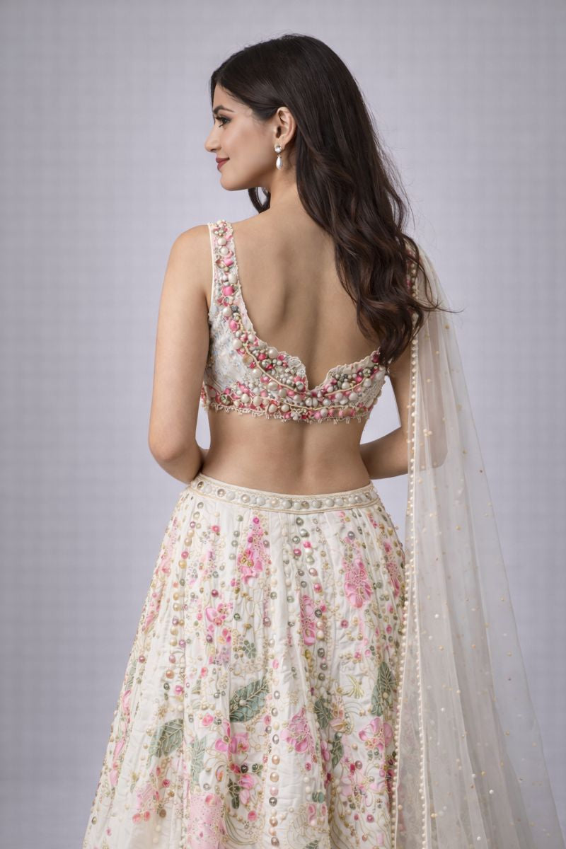 Printed Floral Crop Top Skirt 