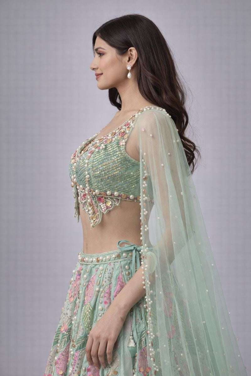 Printed Floral Crop Top Skirt 