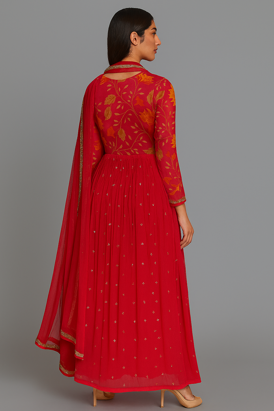 Printed One Piece Gown back profile