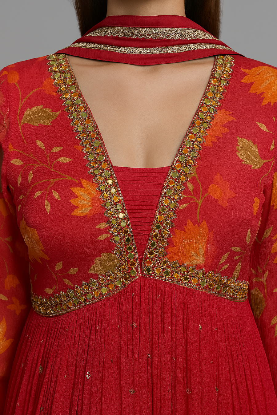 Printed One Piece Gown close profile