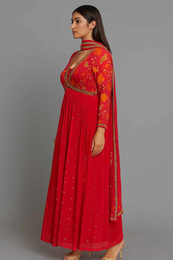 Printed One Piece Gown side profile