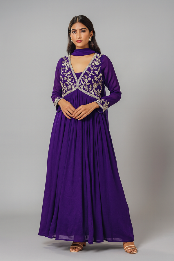Purple Alia Cut Anarkali with Dupatta profile 