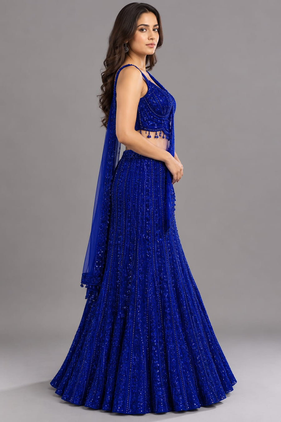 Royal Blue Sequin Work Lehenga for Engagement & Wedding Functions