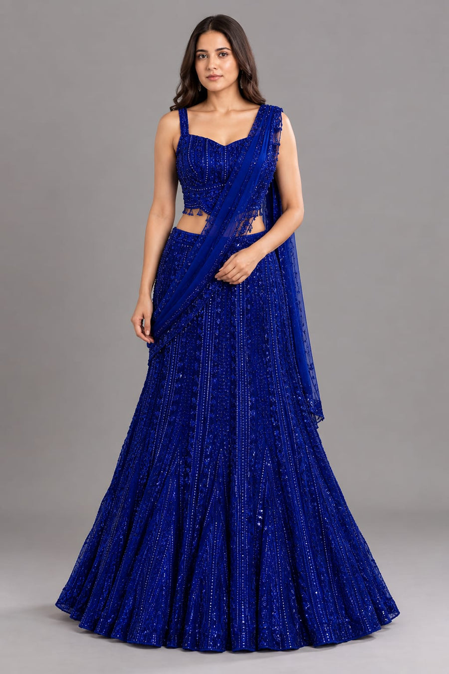 Royal Blue Sequin Work Lehenga for Engagement & Wedding Functions