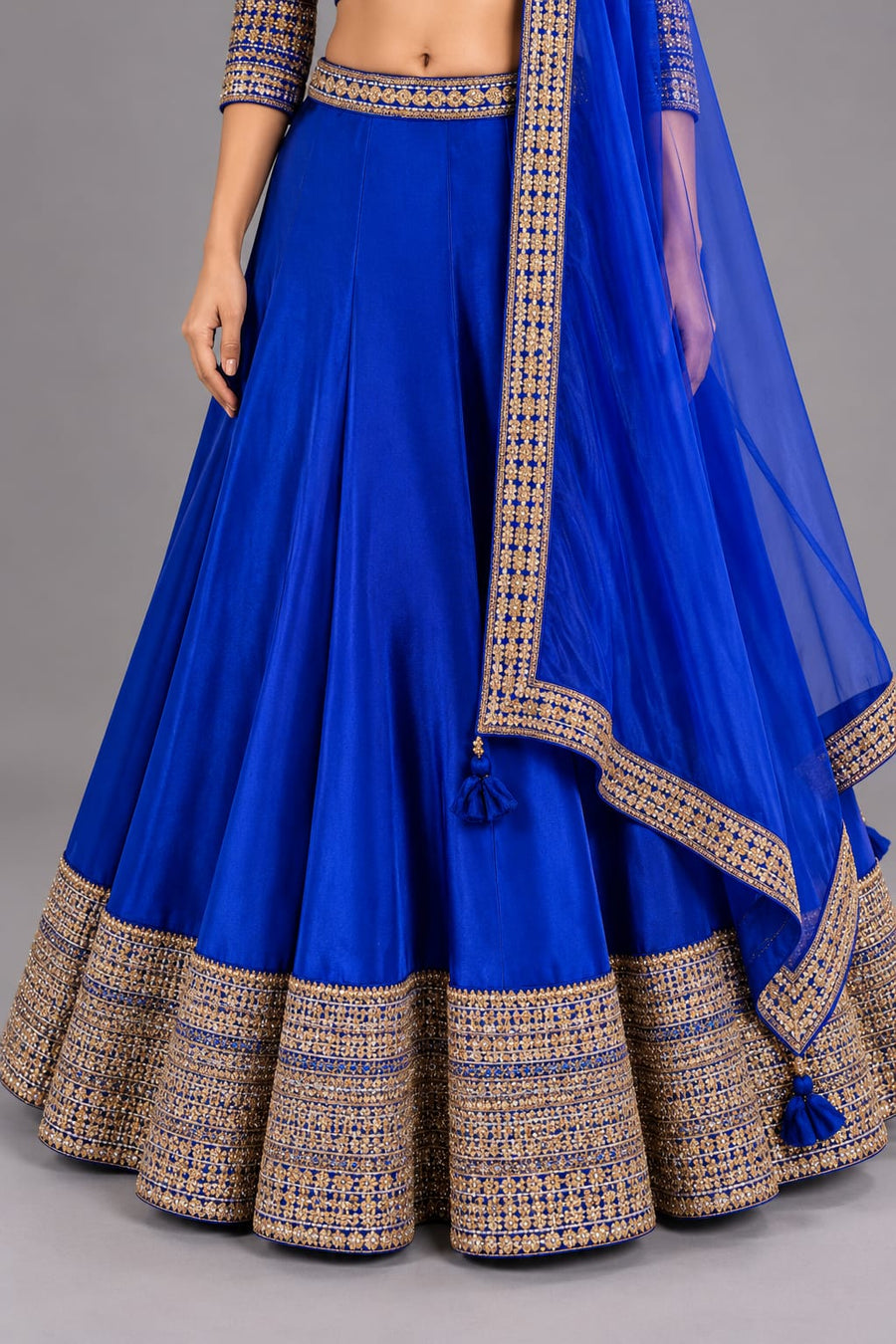 Royal Blue Lehenga with Drape for Engagement