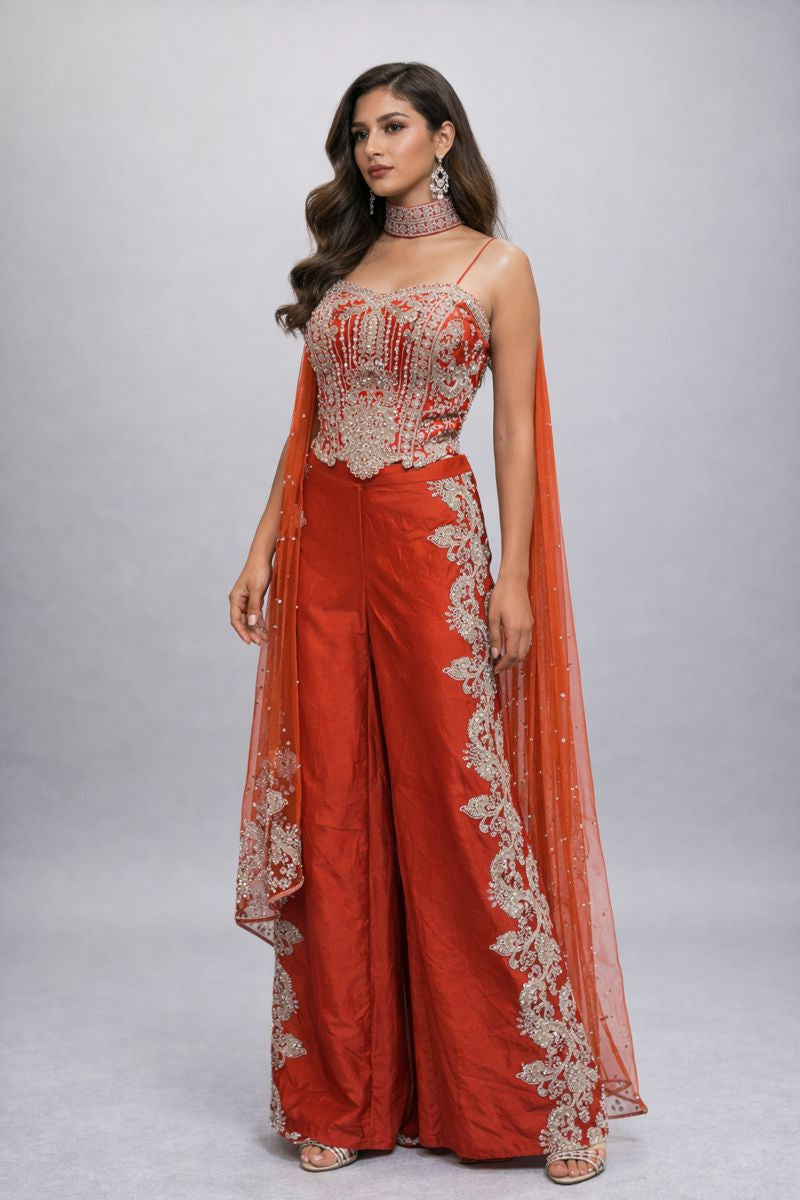 Rust Crop top Sharara