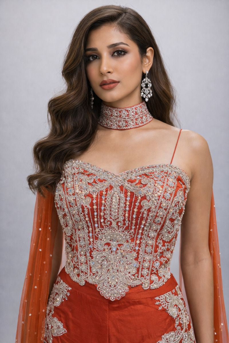 Rust Crop top Sharara