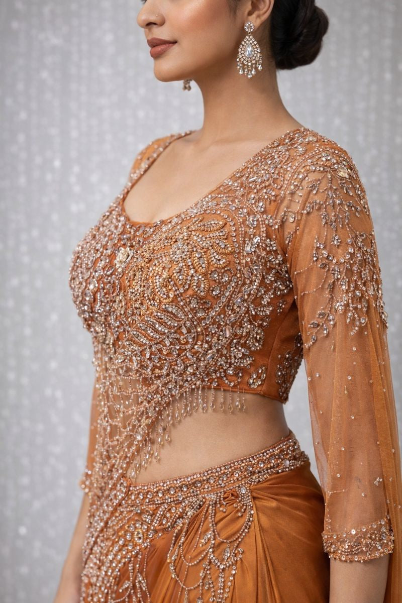 Rust Drape Saree 