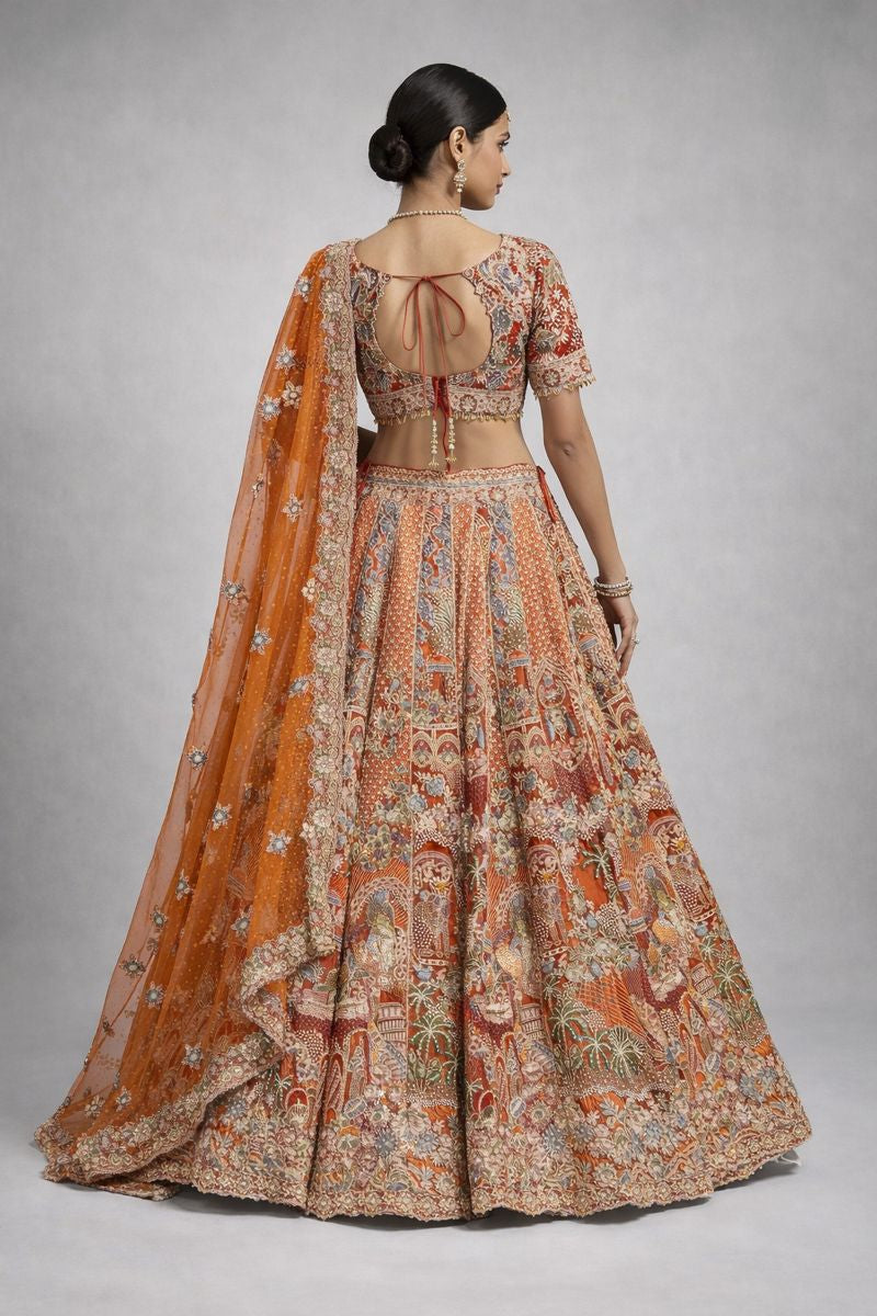 Rust Traditional  Crop top Lehenga 