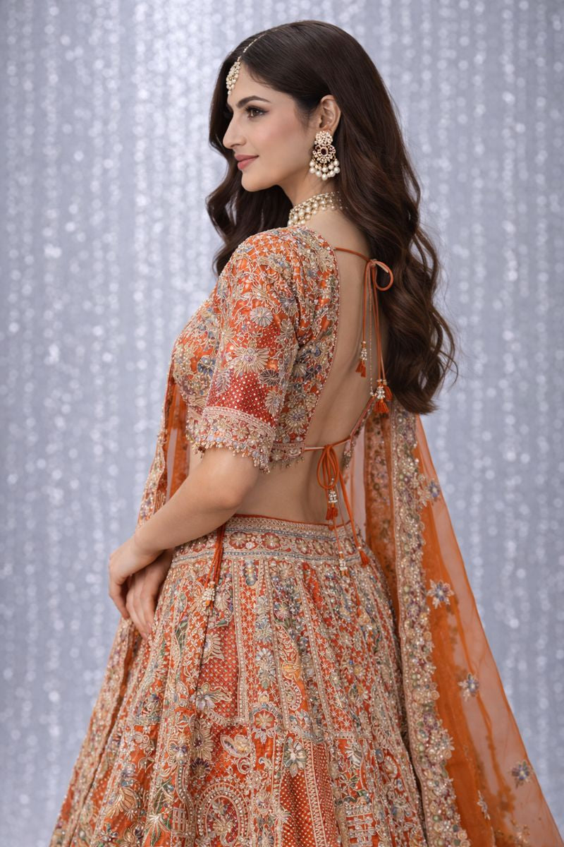 Rust Traditional  Crop top Lehenga 