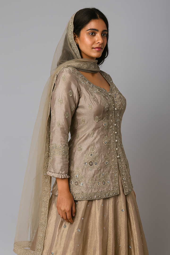 Short Kurti with Skirt side profile 