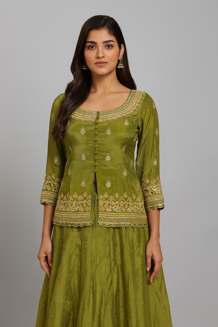 Short Shirt Lehenga green profile 