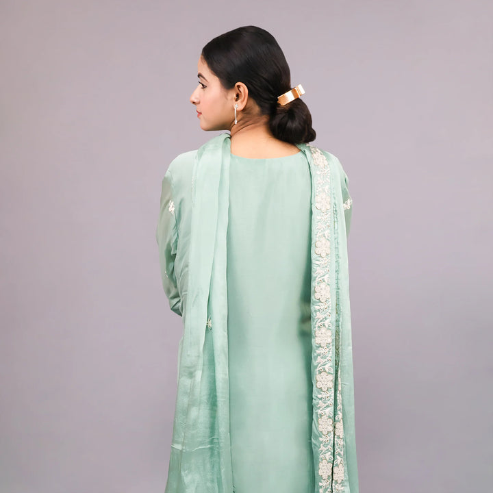 Sky Green Straight Suit with Sharara & Dupatta Vastrahowk