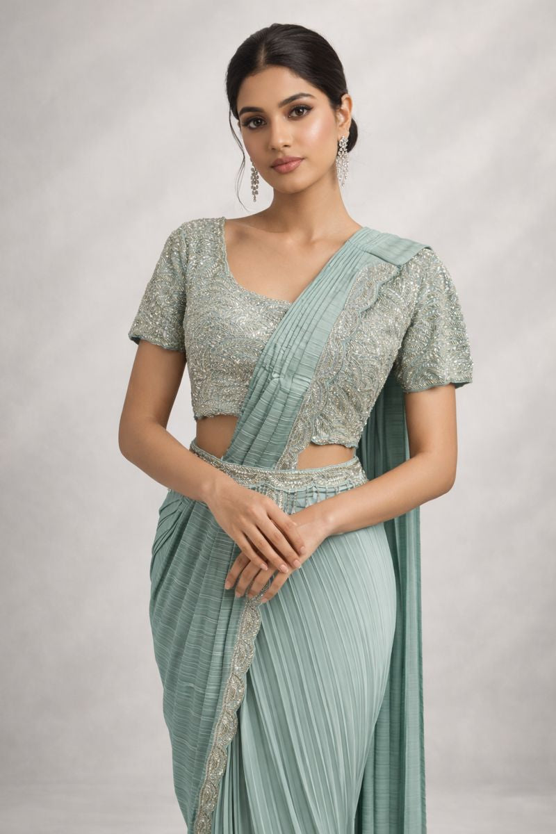 Sky Pre Drape Saree 
