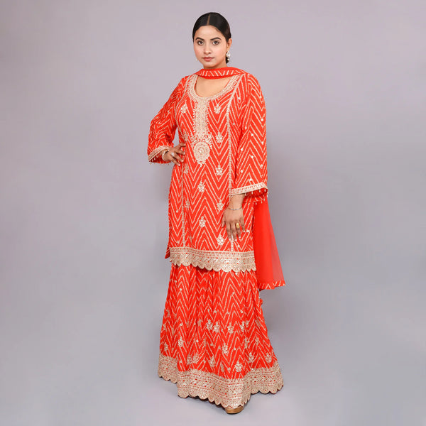 Straight Kurti with Sharara & Net Dupatta Vastrachowk