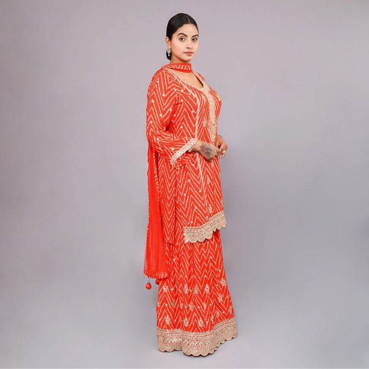 Straight Kurti with Sharara & Net Dupatta Vastrachowk